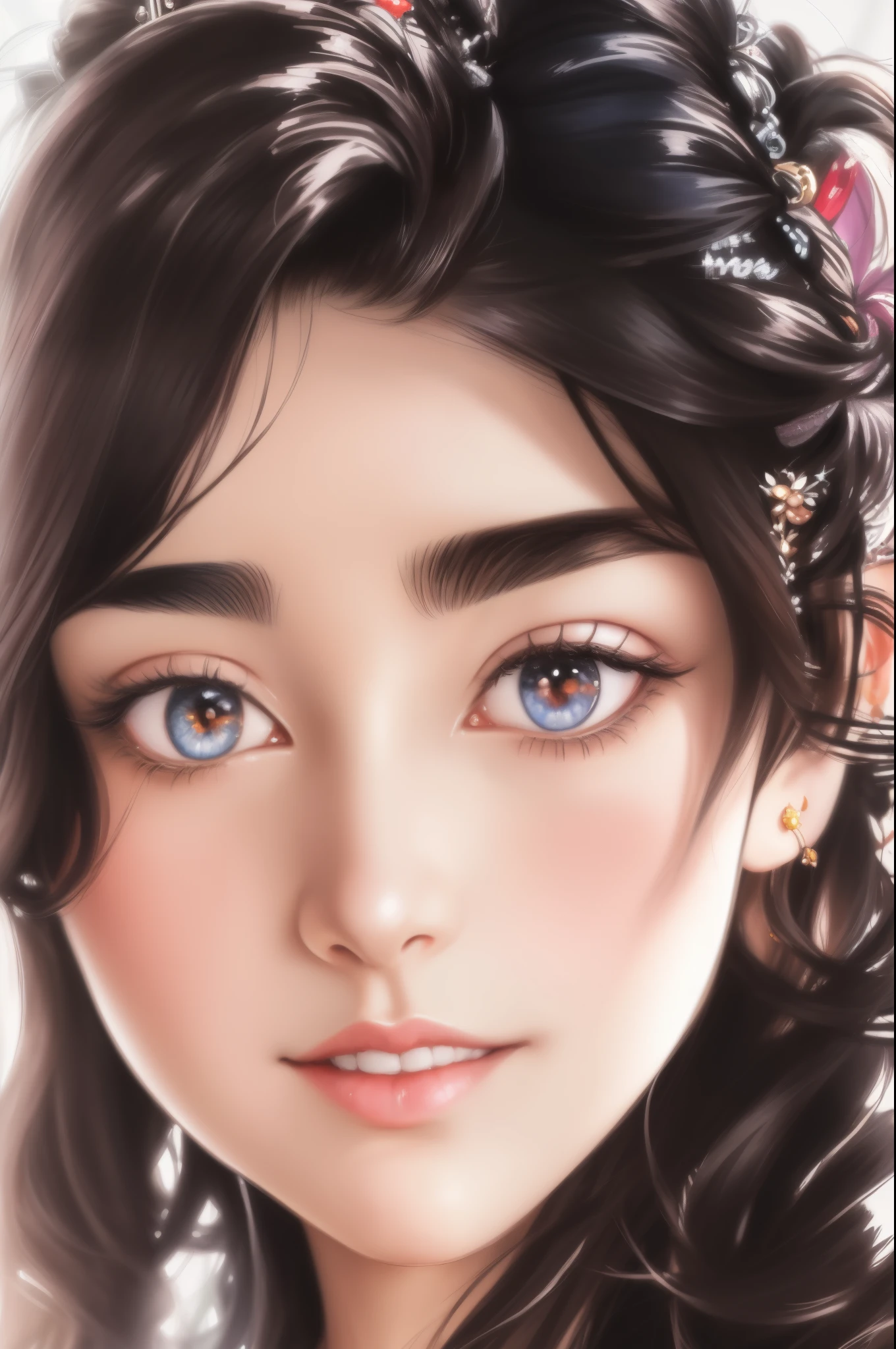 a close up of a woman with long hair and a necklace, made with anime painter studio, korean artist, kawaii realistic portrait, realistic sketch, anime realism style, realistic anime art style, photorealistic!!!!!!! art style, realistic anime artstyle, painted in anime painter studio, digital pencil painting, semirealistic anime style, realistic art style, realistic artstyle