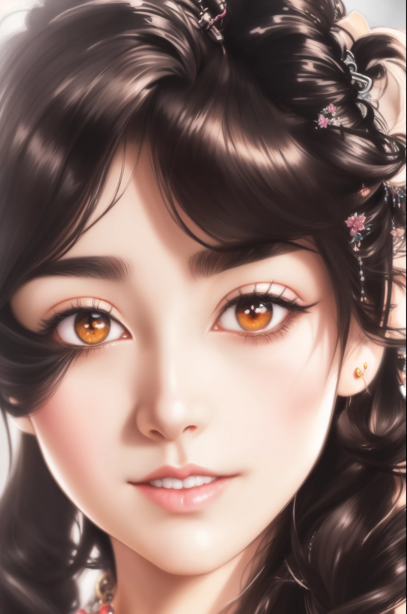 a close up of a woman with long hair and a necklace, made with anime painter studio, korean artist, kawaii realistic portrait, realistic sketch, anime realism style, realistic anime art style, photorealistic!!!!!!! art style, realistic anime artstyle, painted in anime painter studio, digital pencil painting, semirealistic anime style, realistic art style, realistic artstyle