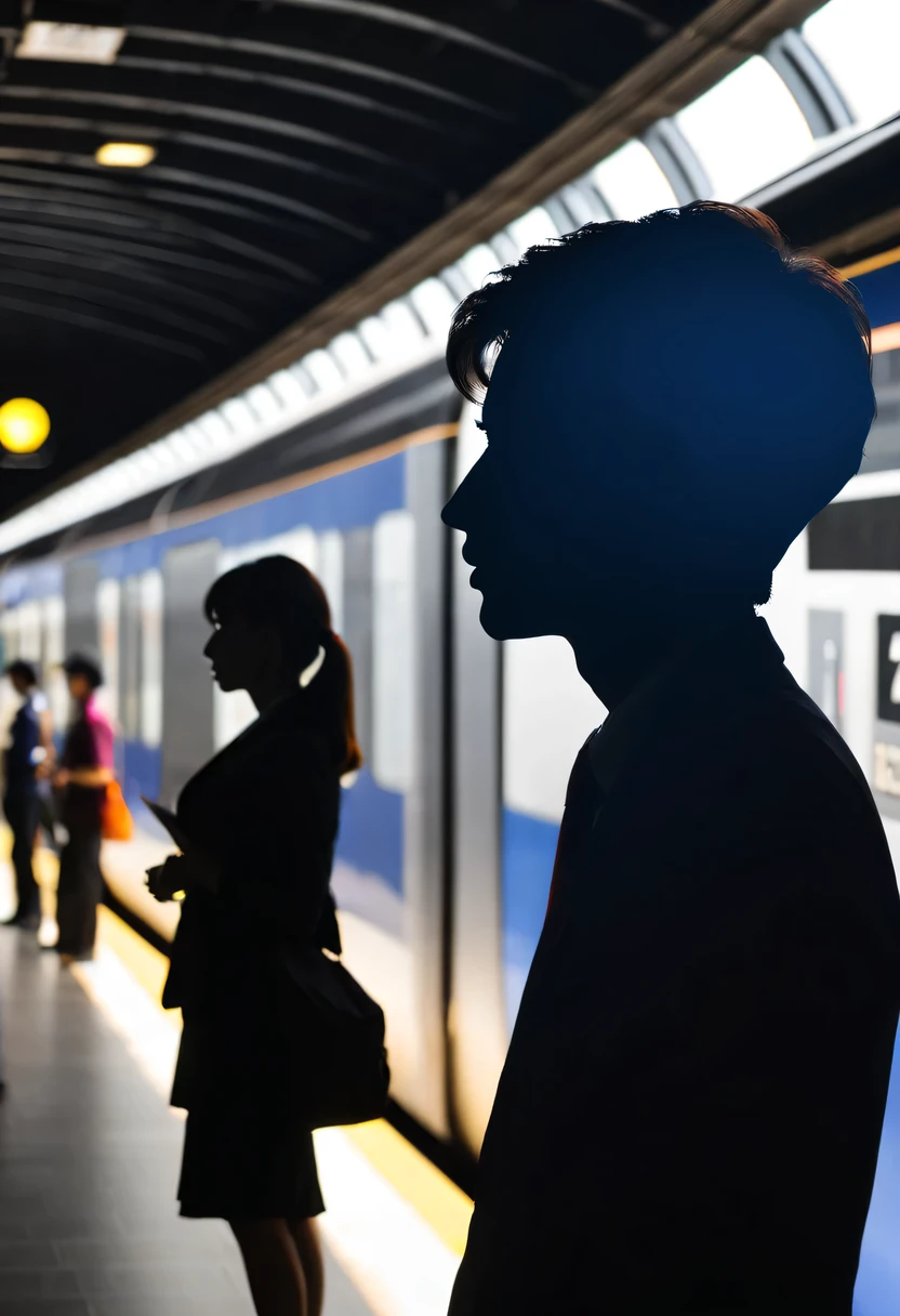 Side face silhouette，In the station
