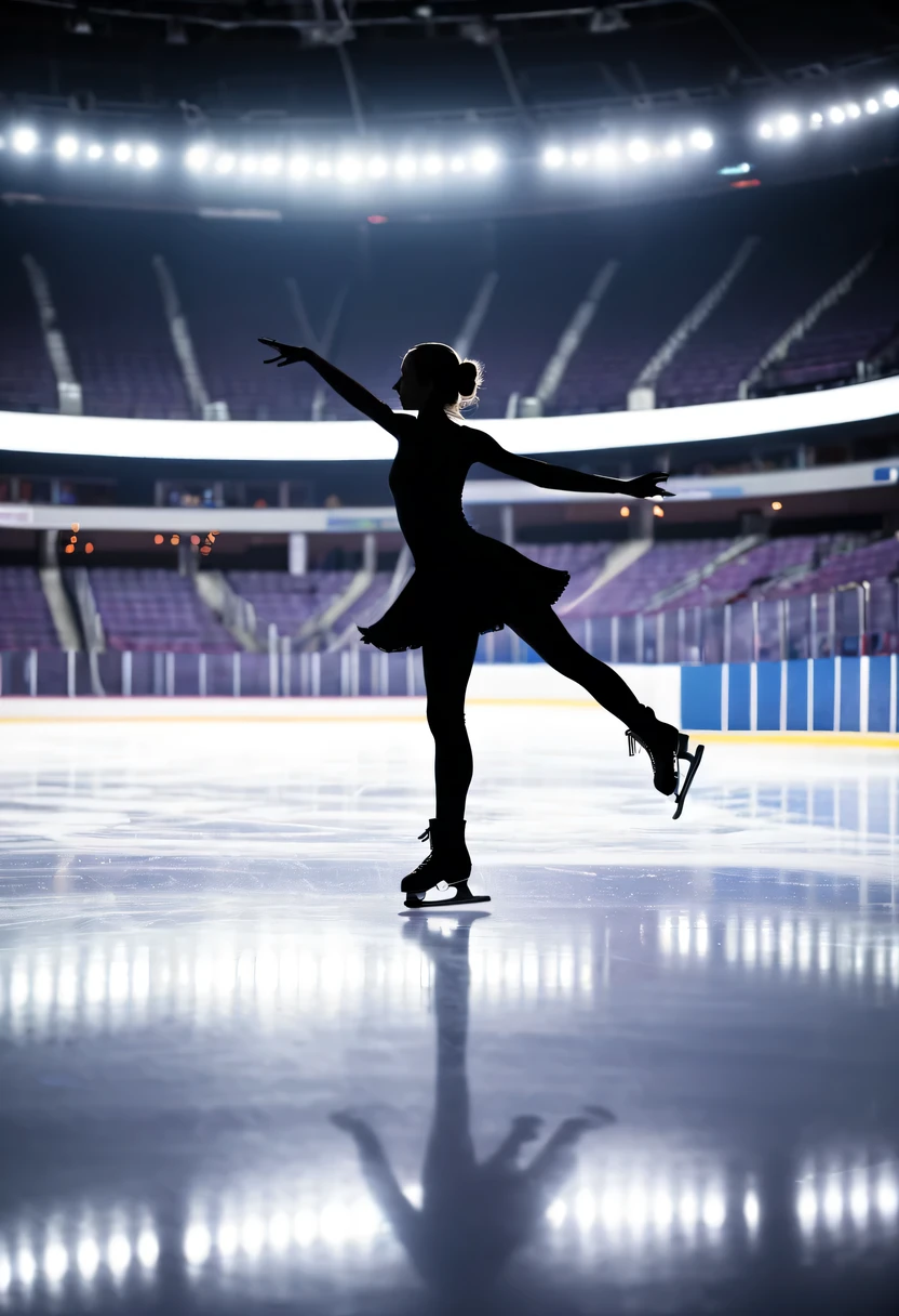 Figure skater silhouette,arena