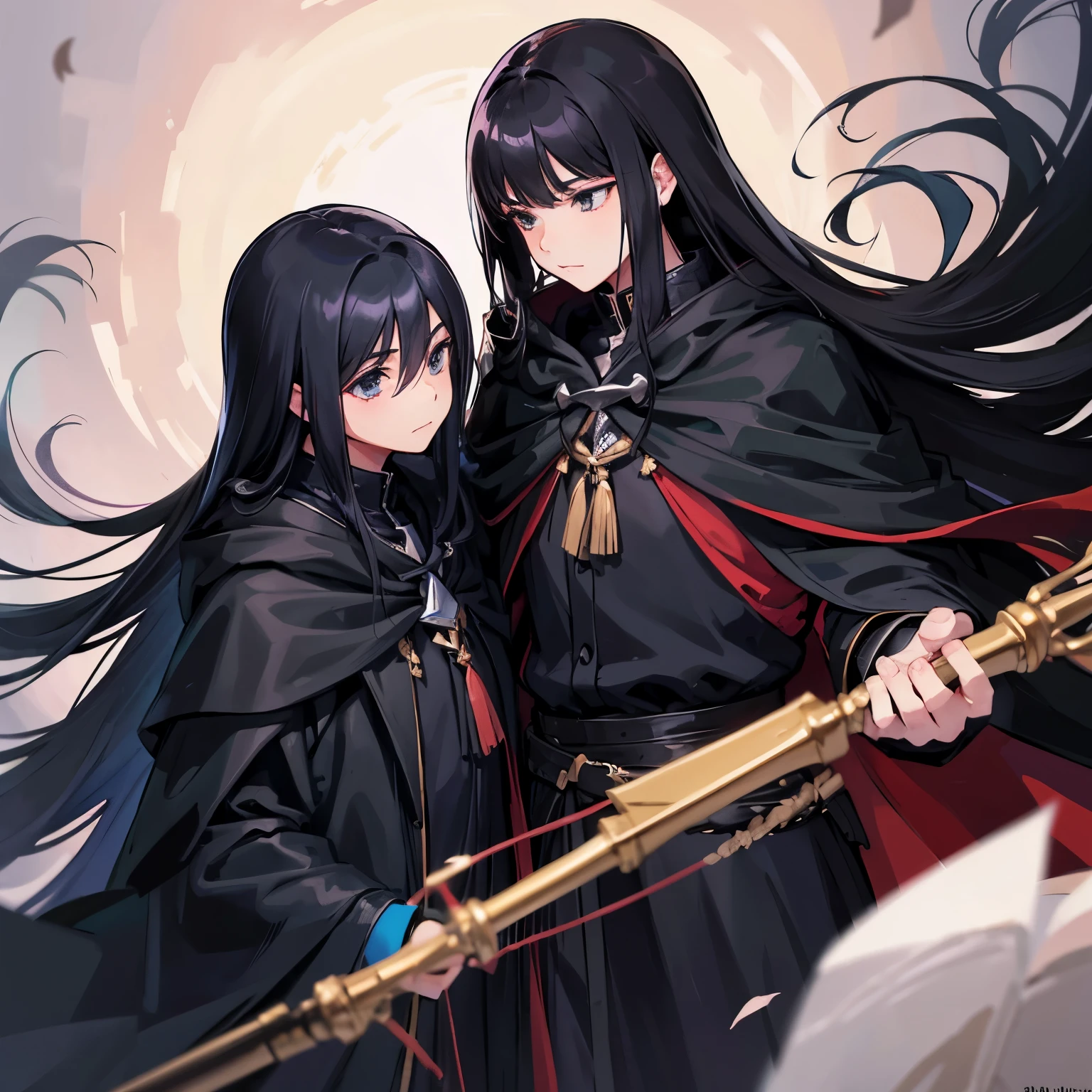 Beautiful Boys Black cloak black hair long hair Black eye