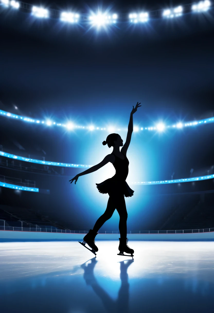 Figure skater silhouette，arena， Abstract，