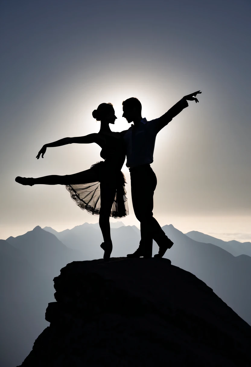 Pas de deux silhouette,at the summit,photography