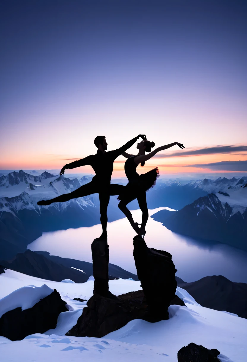 Pas de deux silhouette,at the summit,photography
