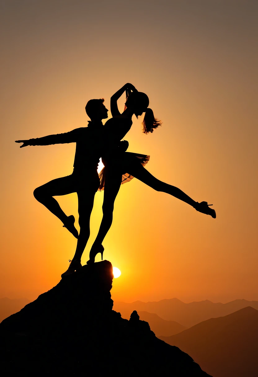 Pas de deux silhouette,at the summit,