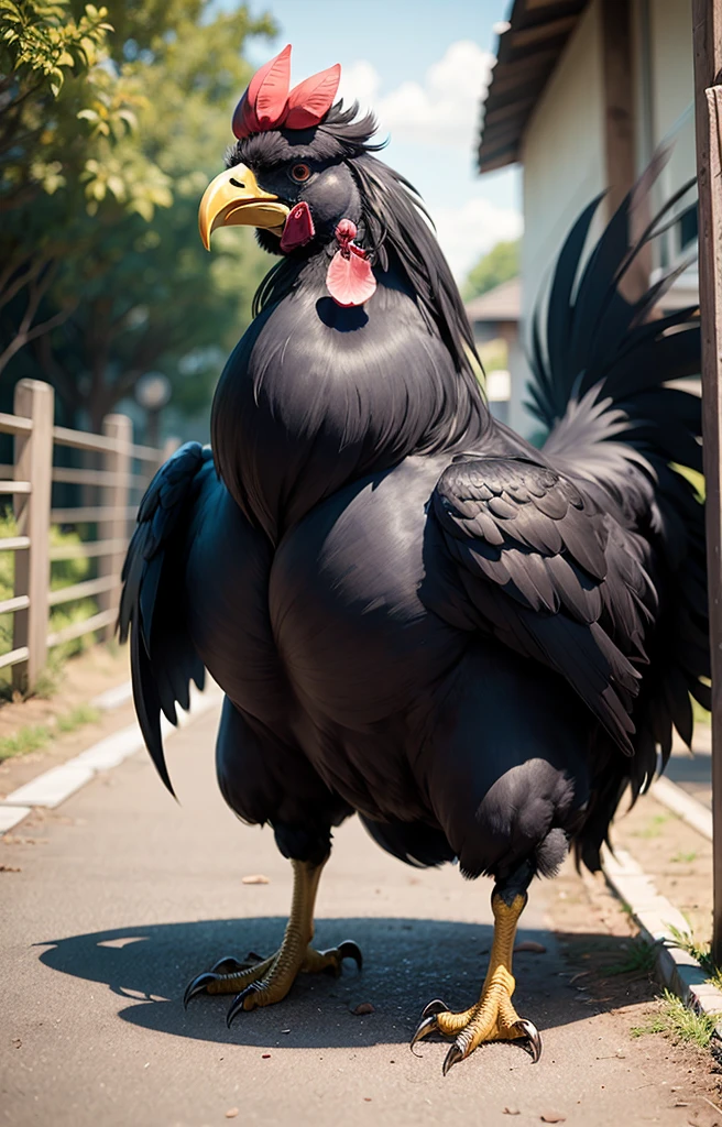 big black rooster in Kemono Anime Style