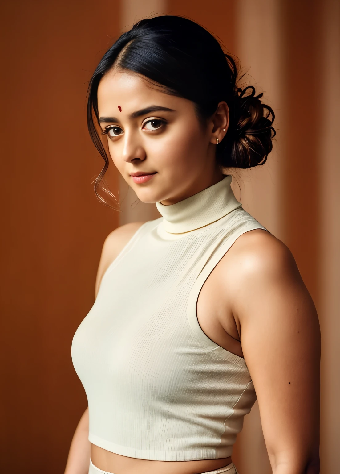 Looks like Anushka Shetty, A stunning intricate full color portrait of (sks woman:1),
wearing a black sleeveless turtleneck, upper body shot, upper body Closeup,
epic character composition, alluring figure, perfect chubby,
by ilya kuvshinov, alessio albi, nina masic,
sharp focus, natural lighting, subsurface scattering, f2, 35mm, film grain
