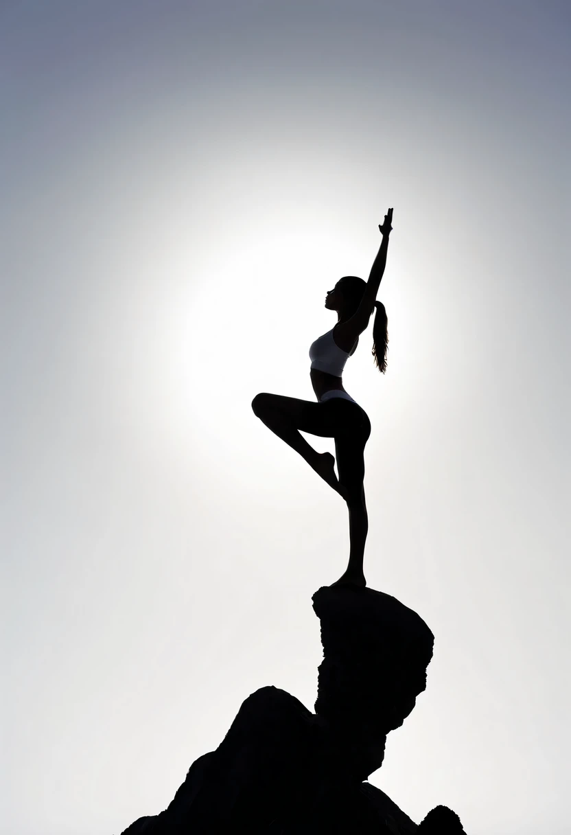 yoga silhouette,at the summit, Abstract,Lots of white space