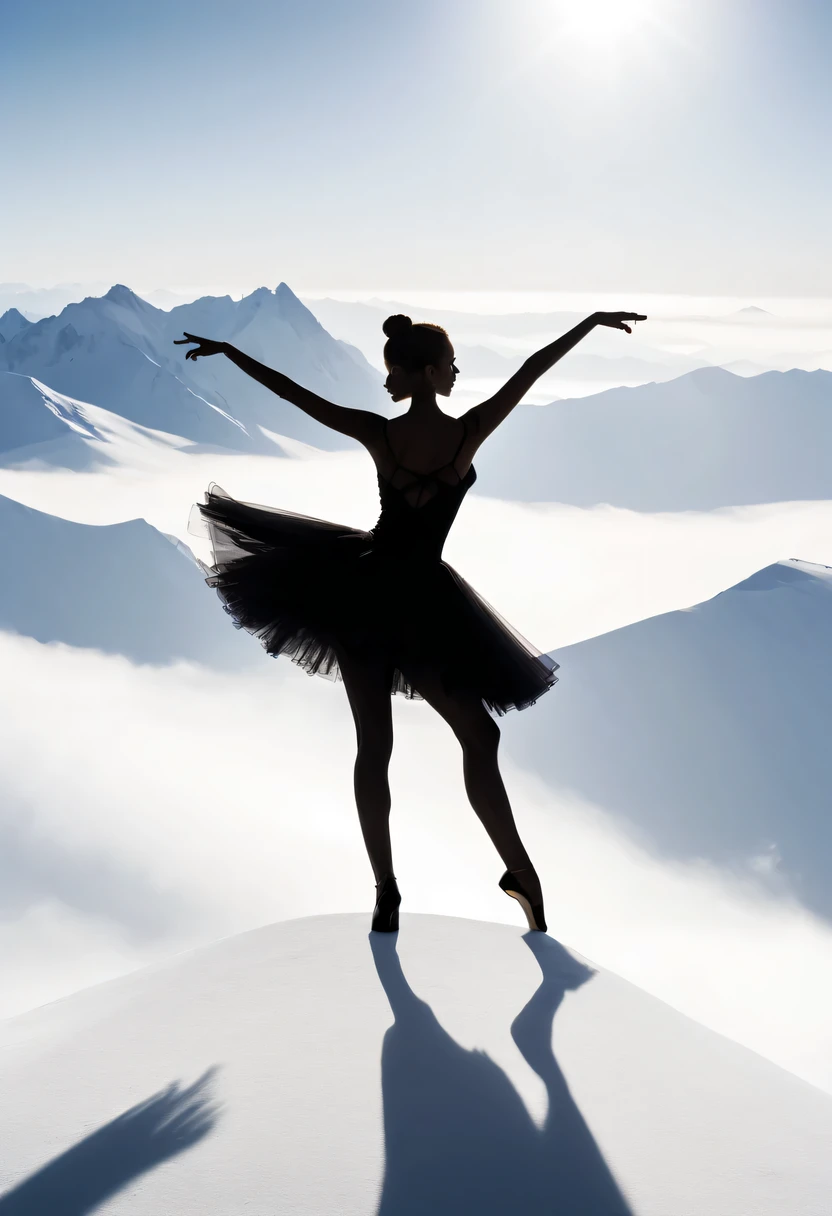 ballet silhouette，at the summit， Abstract，Lots of white space