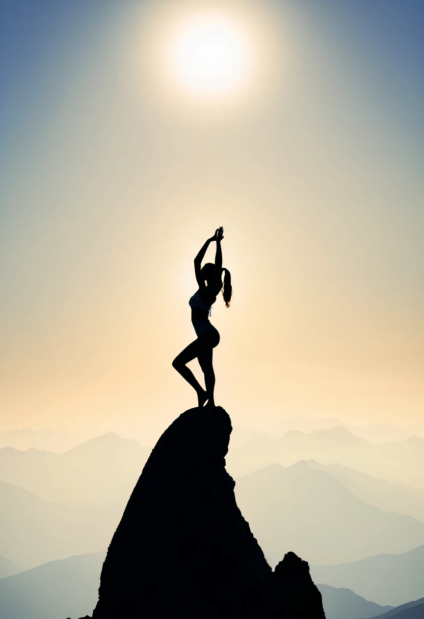 yoga silhouette,at the summit, Abstract,Lots of white space