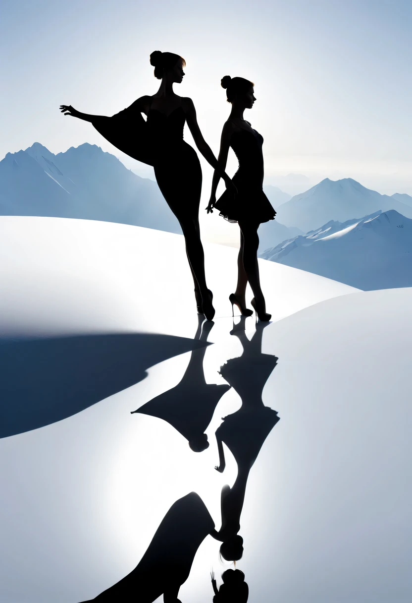 ballet silhouette，at the summit， Abstract，Lots of white space