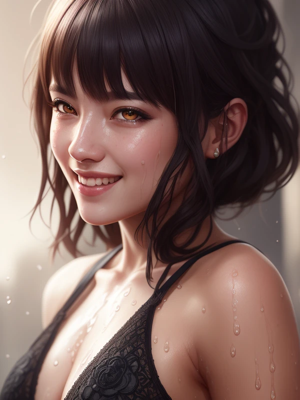 Melissabe04, (extremely detailed CG octane render 8k wallpaper), the most beautiful artwork in the world, happy smile, (wet:0.45), a Full Shot body shot photo of a sexy solo woman looking at the camera, (nsfw:0.50), full dynamic color, Intricate, High Detail, Sharp focus, dramatic, photorealistic painting, polished, professional majestic oil painting, trending on ArtStation, trending on CGSociety, Intricate, High Detail, Sharp focus, vivid colours,