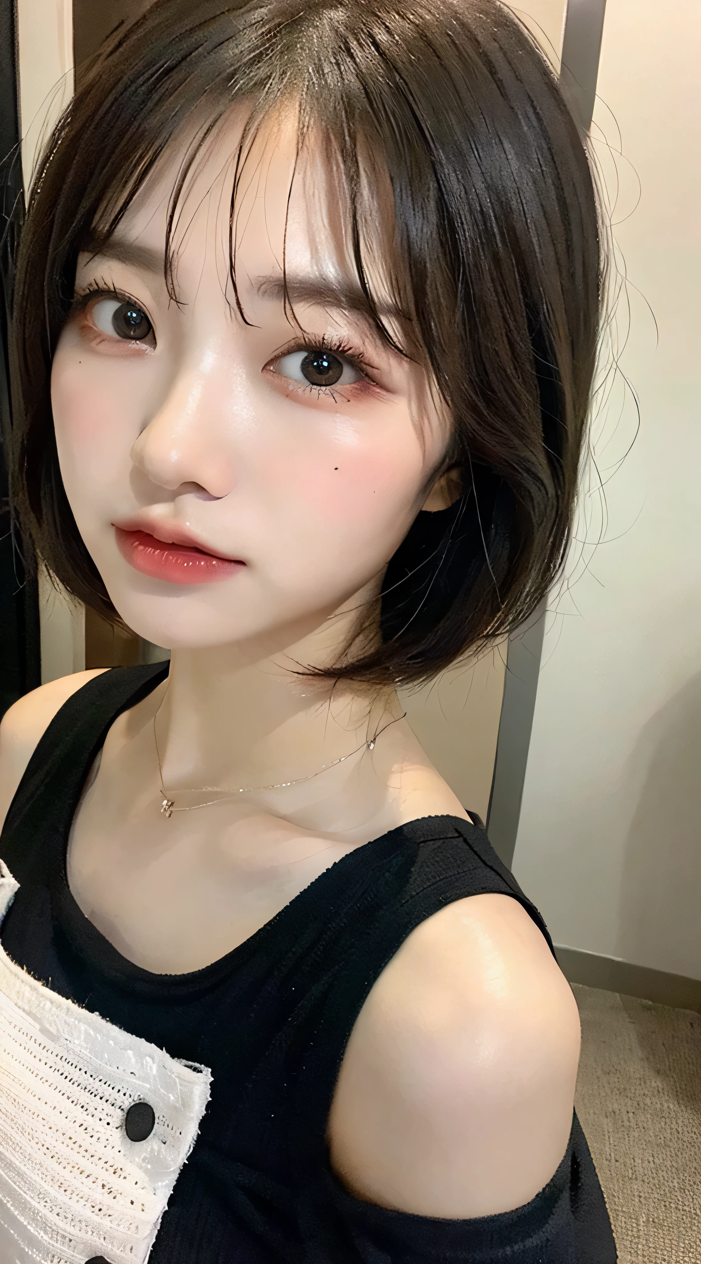 Female、White drool from the mouth、Short Hair Outdoor Fair Skin Disheveled Hair Super Cute、Soft and face、brown hair、8K resolution、Super realistic、Super fine、 Soft body toned ass night、A cup small breasts((Highest Definition、8k、masterpiece:1.3))、Super fineな顔、Super fineな唇、Fine eyes、double eyelid、Black see-through:1.1