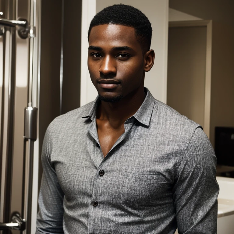 handsome melanin professional looking guy ,neat and classic with brush cut,black man