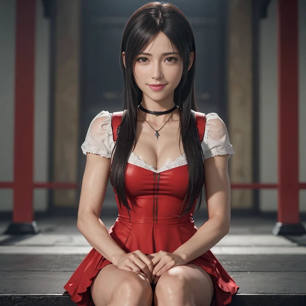 (best quality,ultra-detalhado),(Realistic:1.37),Tifa Lockhart,Rosto bonito e detalhado, textura ultra realista, rosto delicado, Fit physique, cute smile expression