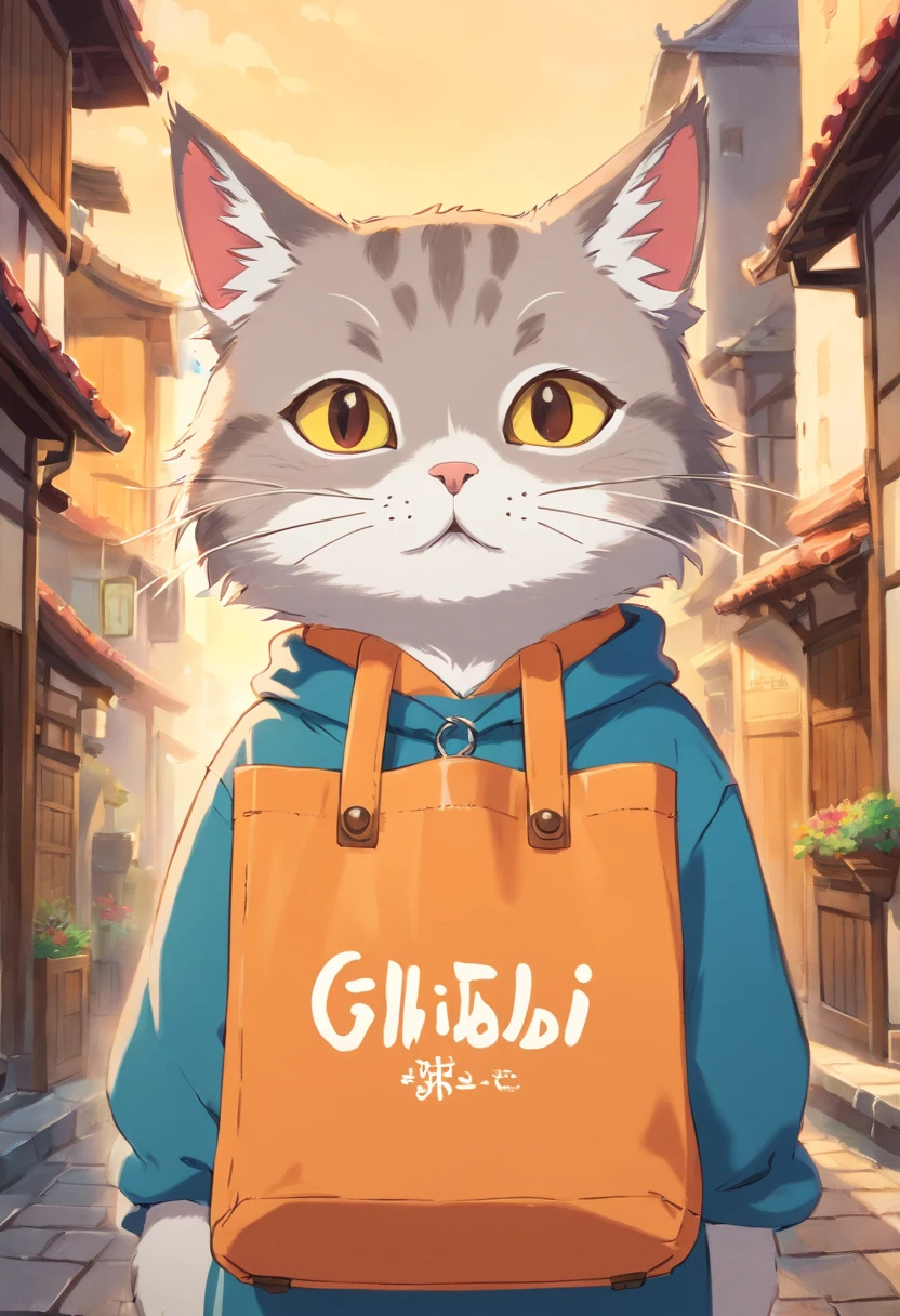 Cute cat wearing a totebag