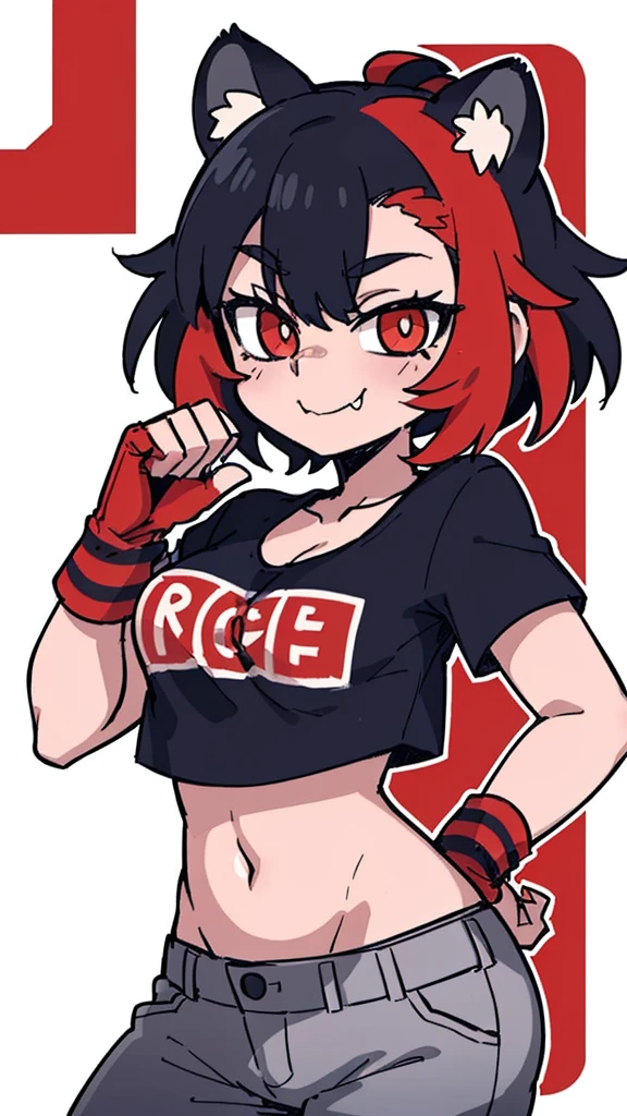 tigre de dibujos animados con una camisa roja y pantalones rojos sosteniendo un objeto rojo, ((tigre)), full resolution, anthropomorphic tiger, high resolusion, Primer plano de cuerpo completo, sfw version, Altas Resoluciones, Lowres, sexual, OPPAI, OPPAI ratio, Pixiv, Catgirl, algunos rojos y amarillos, fuego, Boceto coloreado de alta calidad, Pose ruda, commission for high resolution, boceto coloreado