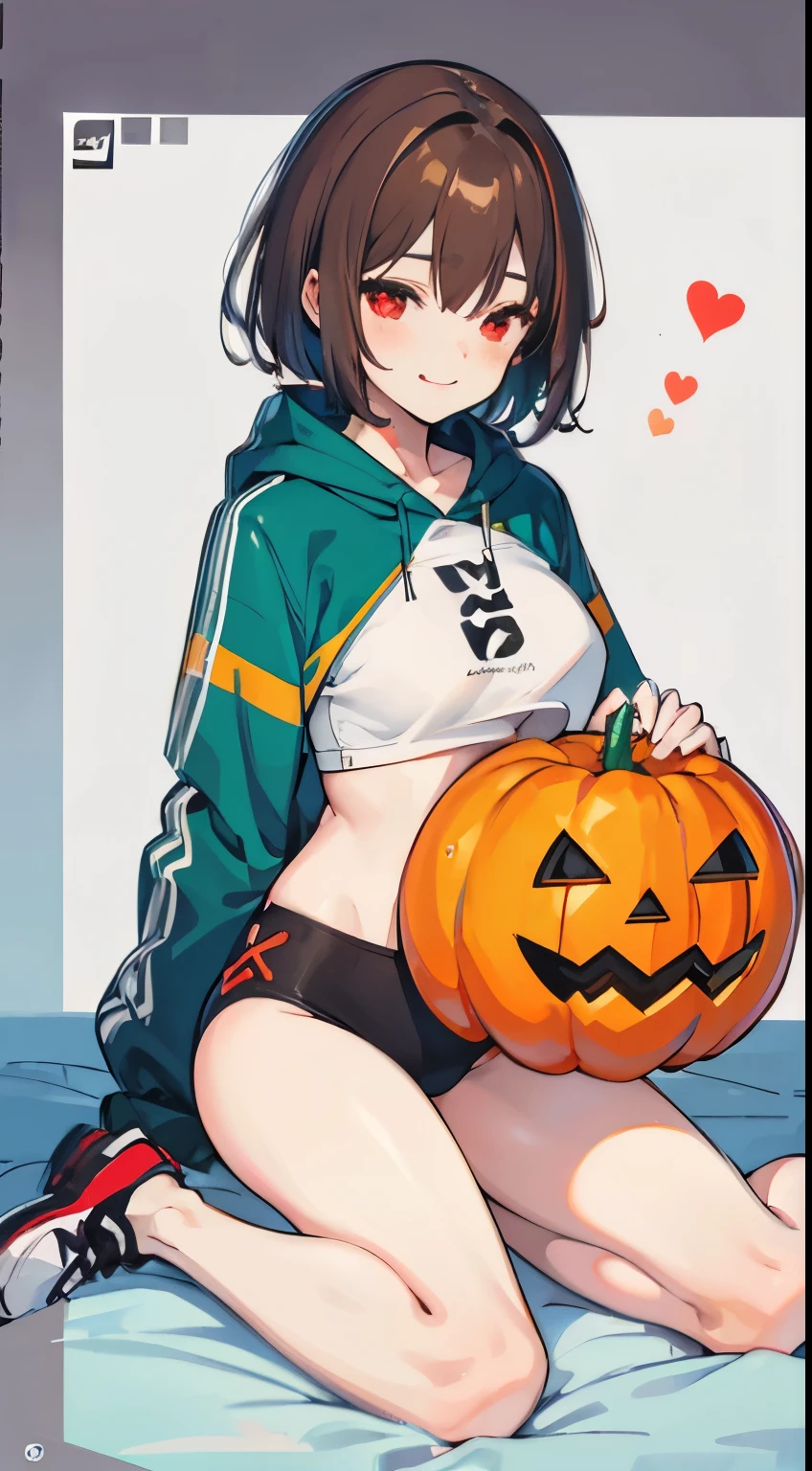X-rated,Under the legend,Chara,teenage girl,red eye,Smile,sexy,green,Chest leak,short crop top,hot pant,Short brown sea ice turns red,Underwear model,lust,Hand repair,detail, clothing,HD,no underwares, TV show,Buttocks raised,stick out your tongue,Playful,love heart,Buttocks close up,Sweat,Rear view,big,sitting,big asack view,Sit on the pumpkin