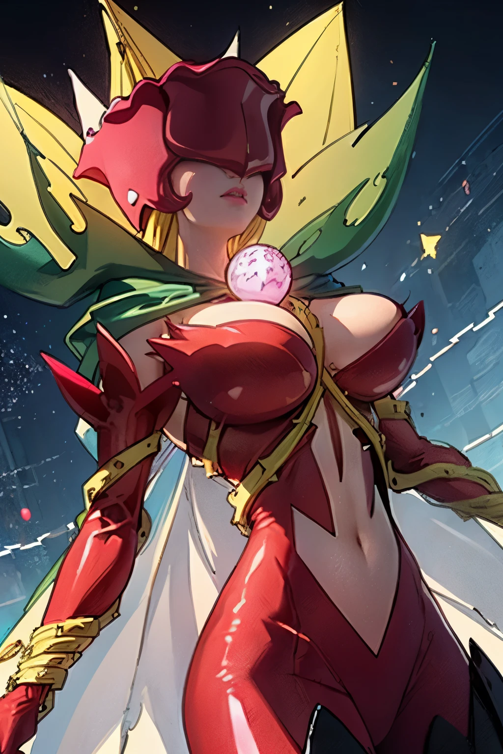 (masterpiece, top quality), (medium),official art, beautiful and aesthetic:1.2),(rosemon:1.3), (fractal art:1.3),upper body, from side, (slendered abs:1.2), looking at viewer,starry sky, stars in the background, shining halo,((gigantic breasts:1.5)), (midriff),((ultra detail eyes:1.5)),((extremely detailed CG unity 8k wallpaper,masterpiece, best quality)), ((ultra-detailed:1.5)),(best illumination, best shadow, an extremely delicate and beautiful),(extremely detailed CG unity 8k wallpaper,masterpiece, best quality, ultra-detailed),(best illumination, best shadow, an extremely delicate and beautiful),(perfect body: 1.5),(masterpiece), dynamic movement, digital art, otherworldly, a burst of color, explosive energy, chaotic beauty, (hair flowing:1.2, hair glowing), (body distorted:1.5, body fragmented), (face obscured:1.2, half hidden), (background: broken, shattered, fractured), (light: flickering, pulsating, radiating).