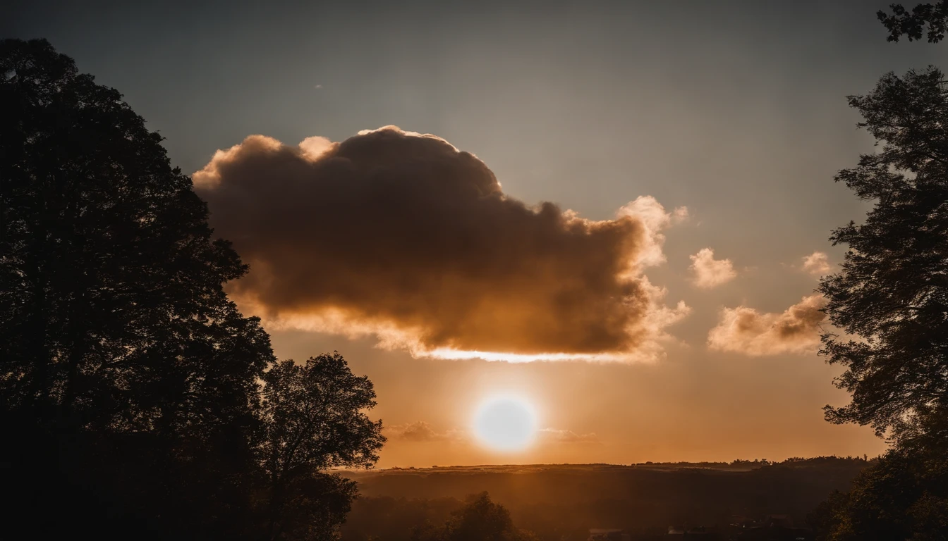a creative shot of a cumulus nimbus cloud during sunrise or sunset, utilizing the warm, golden light to enhance the colors and textures of the cloud