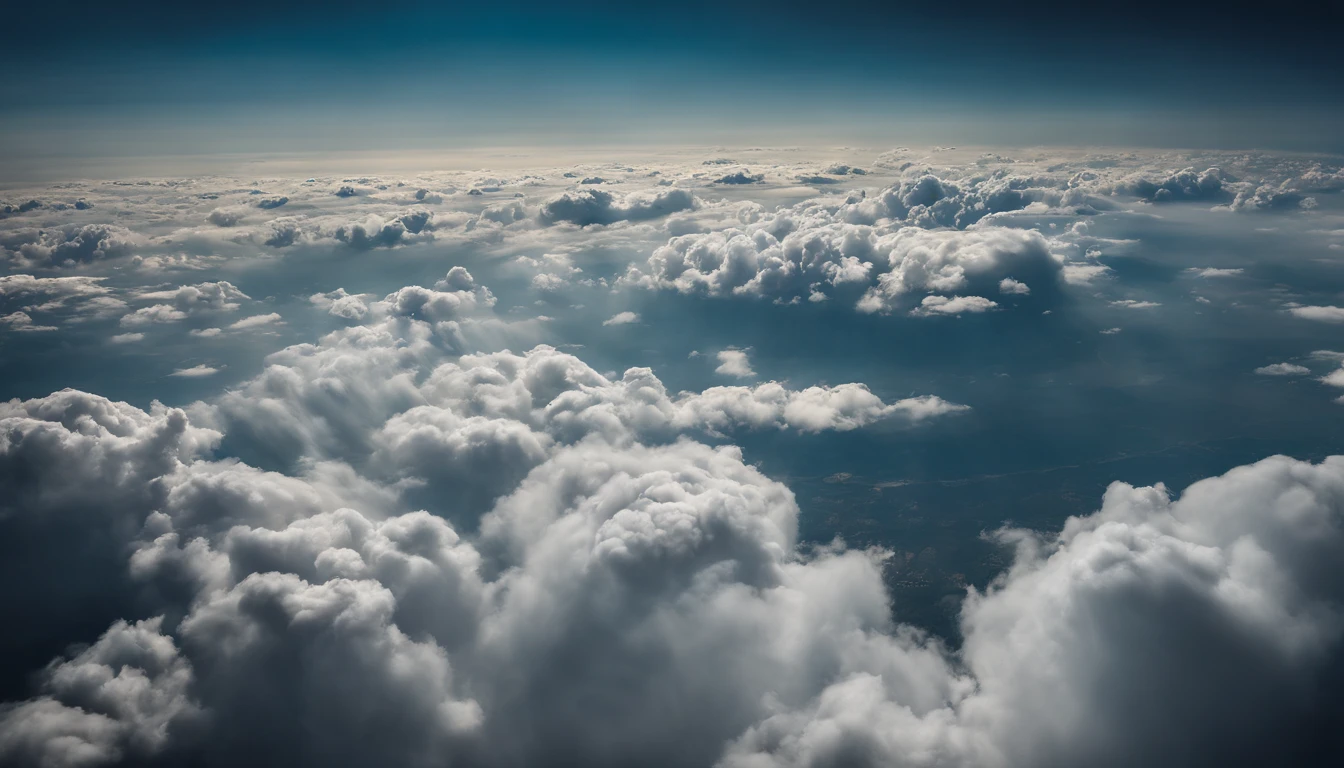 a high-angle shot of a cumulus nimbus cloud from an airplane or tall building, providing a unique perspective and emphasizing the vastness of the cloud’s expanse