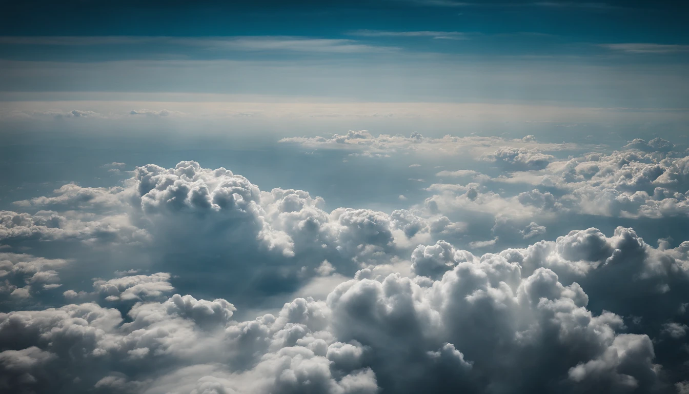 a high-angle shot of a cumulus nimbus cloud from an airplane or tall building, providing a unique perspective and emphasizing the vastness of the cloud’s expanse