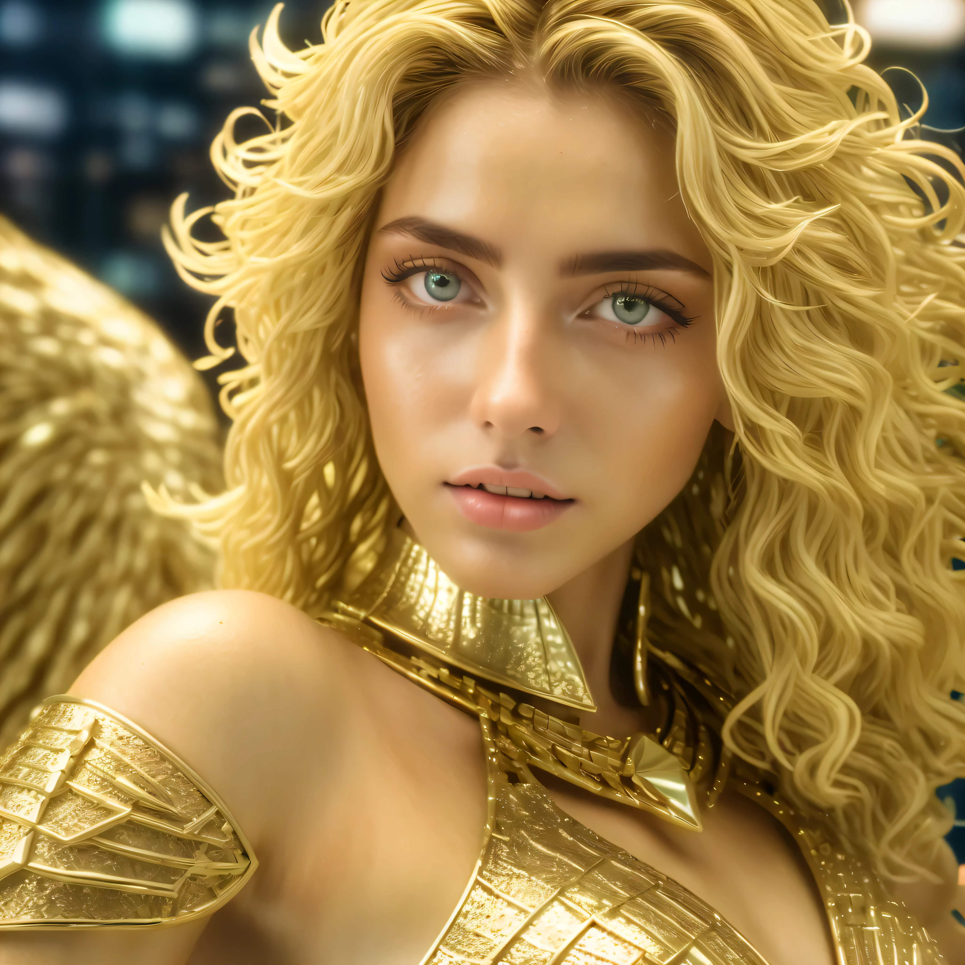 Knight of the Zodiac Aiolia de Leo, caveleira de ouro com capa branca, Saint Seya, (STYLE V-RAY!!!), CABELO REALISTA!!! (OURO BRILHANTE), (textura realista:2.0), (HDR:1.2), (4K), BLOND HAIR LONG, tiro de corpo inteiro!!!, camera low, mulher, rosto angelical, symmetrical face, seduzir, coxas musculosas definidas, fundo bokeh, corpo inteiro, mostre as pernas de calcinha dourada brilhante relusente, olhos azuis sensuais, coxas BRANCAS, pernas, boca vermelha, olhos pequenos, nariz fino, (ETINIA ESLAVA), pele branca, 22 year old girl skin clean, (, (OLHOS PERFEITOS!), hot girl, hot ass (COSTAS SENSUAIS!)