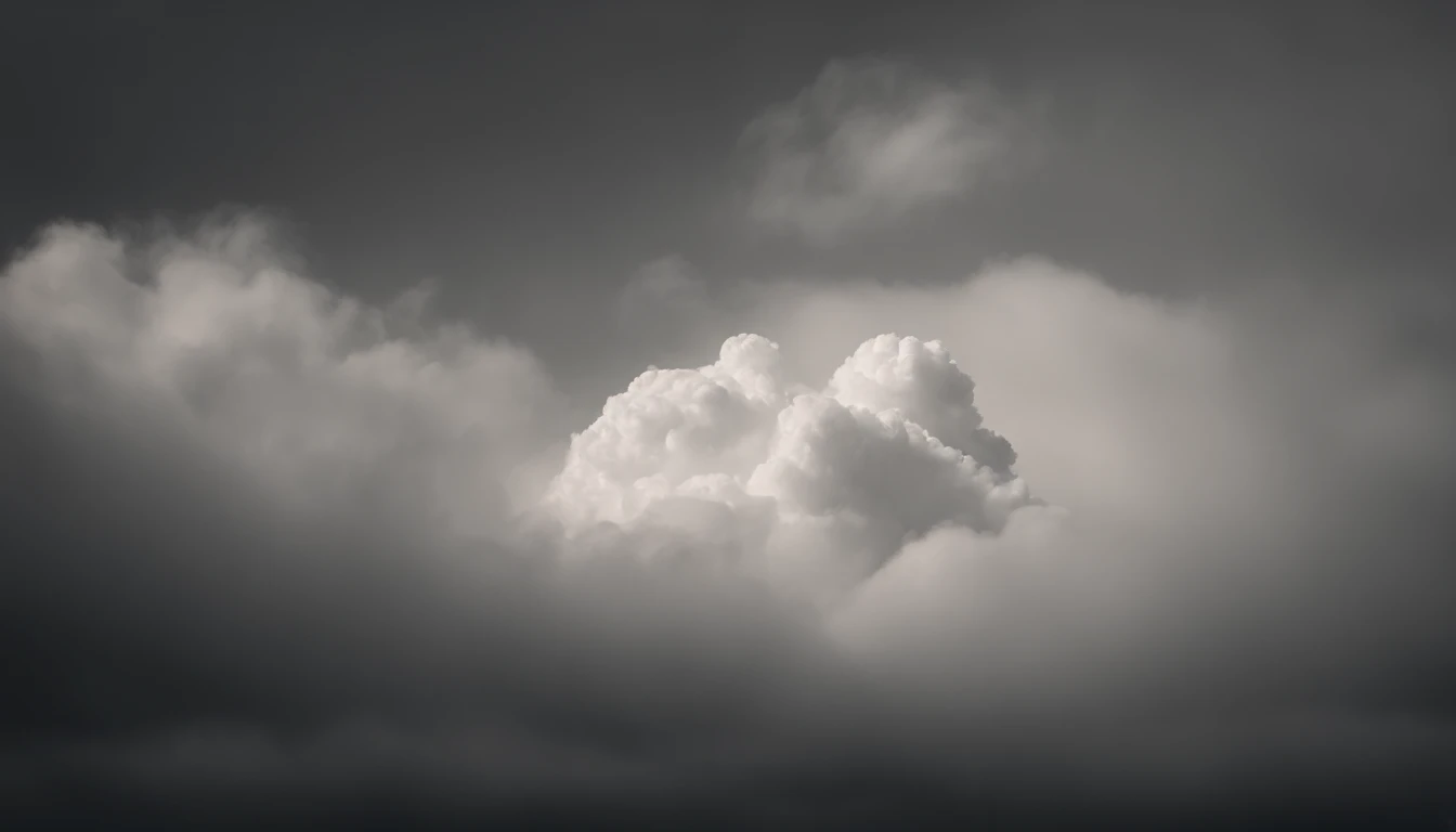 a minimalistic shot of a solitary cumulus nimbus cloud against a plain, monochromatic background, emphasizing its beauty and simplicity