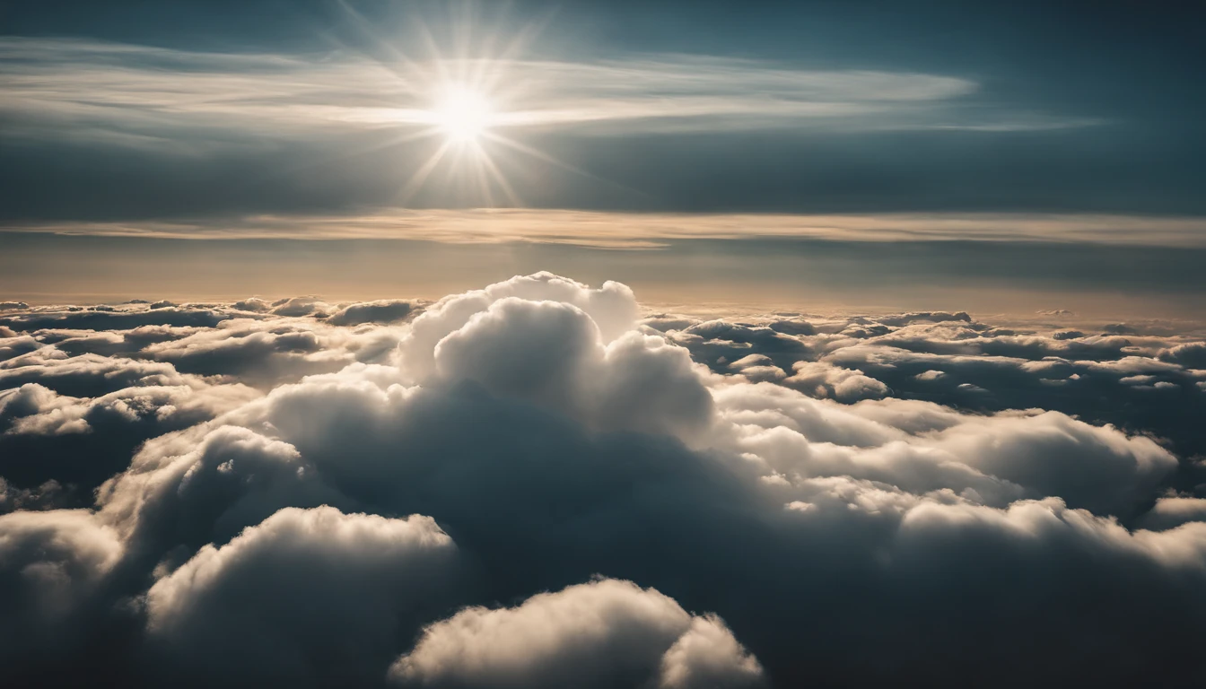 a high-angle shot of a cumulus nimbus cloud from an airplane or tall building, providing a unique perspective and emphasizing the vastness of the cloud’s expanse