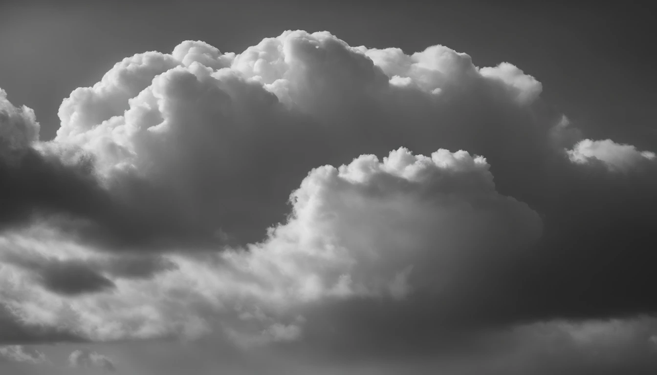 a minimalistic shot of a solitary cumulus nimbus cloud against a plain, monochromatic background, emphasizing its beauty and simplicity
