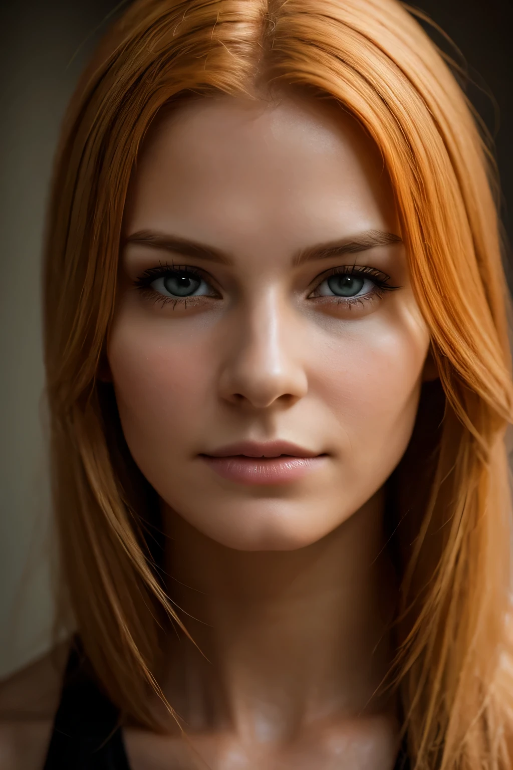 RAW, analog style, A stunning face portrait of a young, beautiful woman with striking features. She has to have light orange hair. She has to have a beaeutiful scar on her face. Please pay close attention to the skin details, has to be ruff and without makeup. Take care of the highlights and shadows on her face and hair, to create a lifelike and realistic image. Experiment with different lighting techniques to enhance the mood and atmosphere of the portrait. The final product should be a masterpiece that captures the essence and beauty of the woman, ((highly detailed skin, skin details)), sharp focus, 8k UHD, DSLR, high quality, film grain.