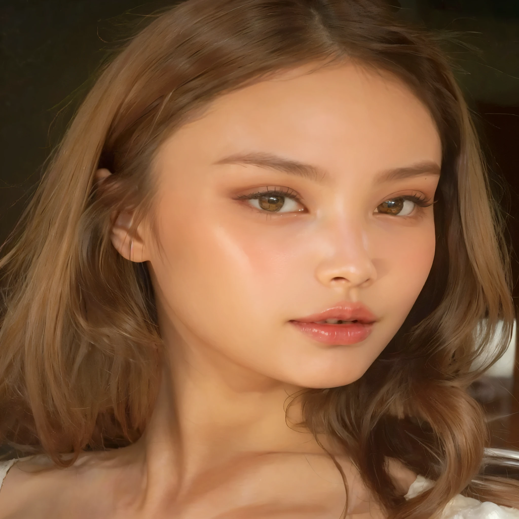 um close up de uma mulher com uma camisa branca e um cabelo castanho;, Retrato de Sophie Mudd, Bella Poarca, rosto perfeito ), Anna Nikonova aka Newmilky, dasha taran, lindo rosto delicado, Angelina Stroganova, Rosto extremamente lindo, impeccable face, lindo rosto delicado, Yulia Gorokhova, beautiful face and flawless skin, detailed impeccable face