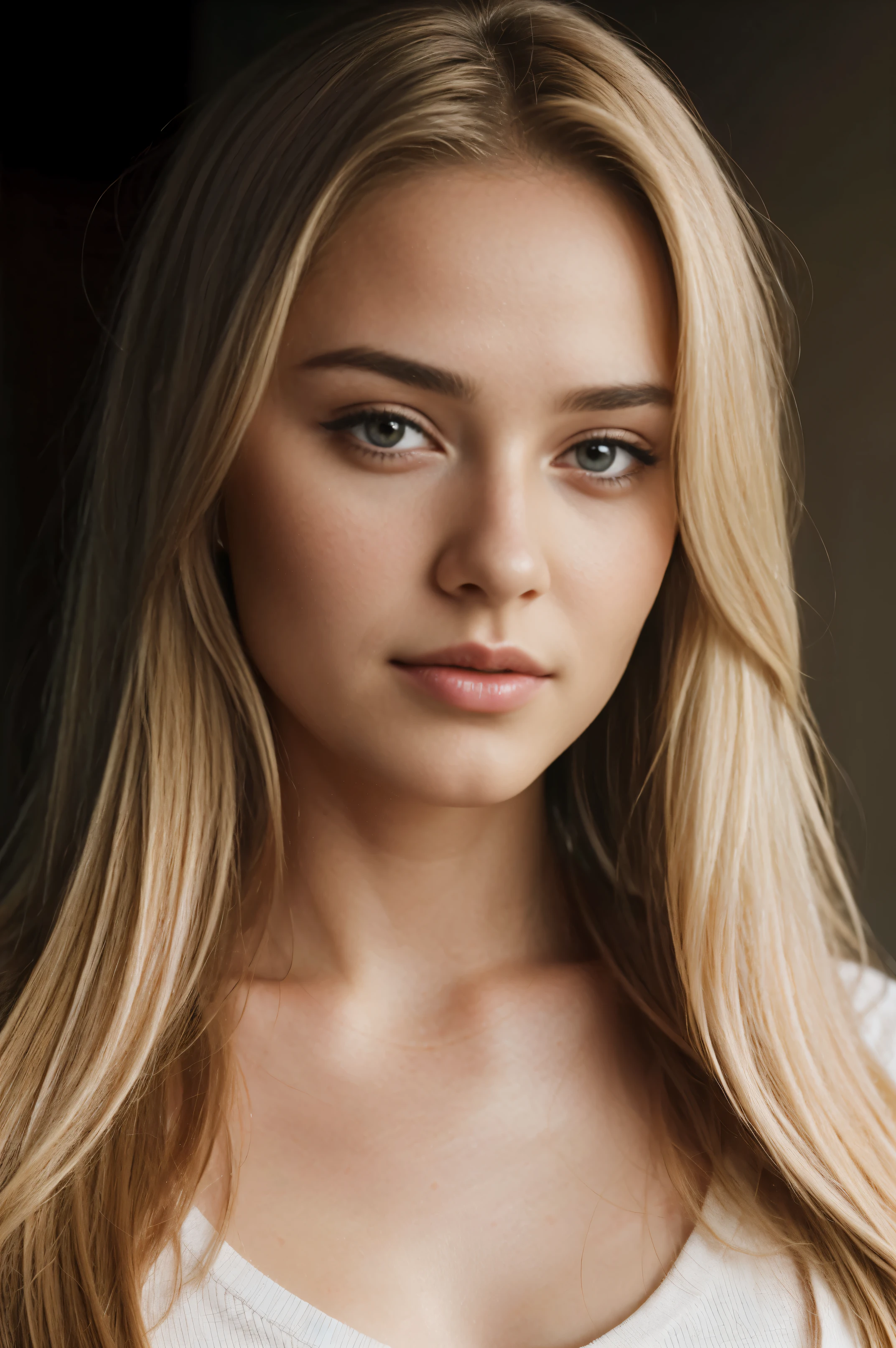 1fille 18 ans, seulement, Cheveux longs, regarder le spectateur, cheveux blond, lèvres, réaliste, Nez, sexy, réaliste, photo 4k, symétrie parfaite, lumières douces, visage en gros plan, se concentrer sur le visage, détails élevés, la qualité de la photo, super réel