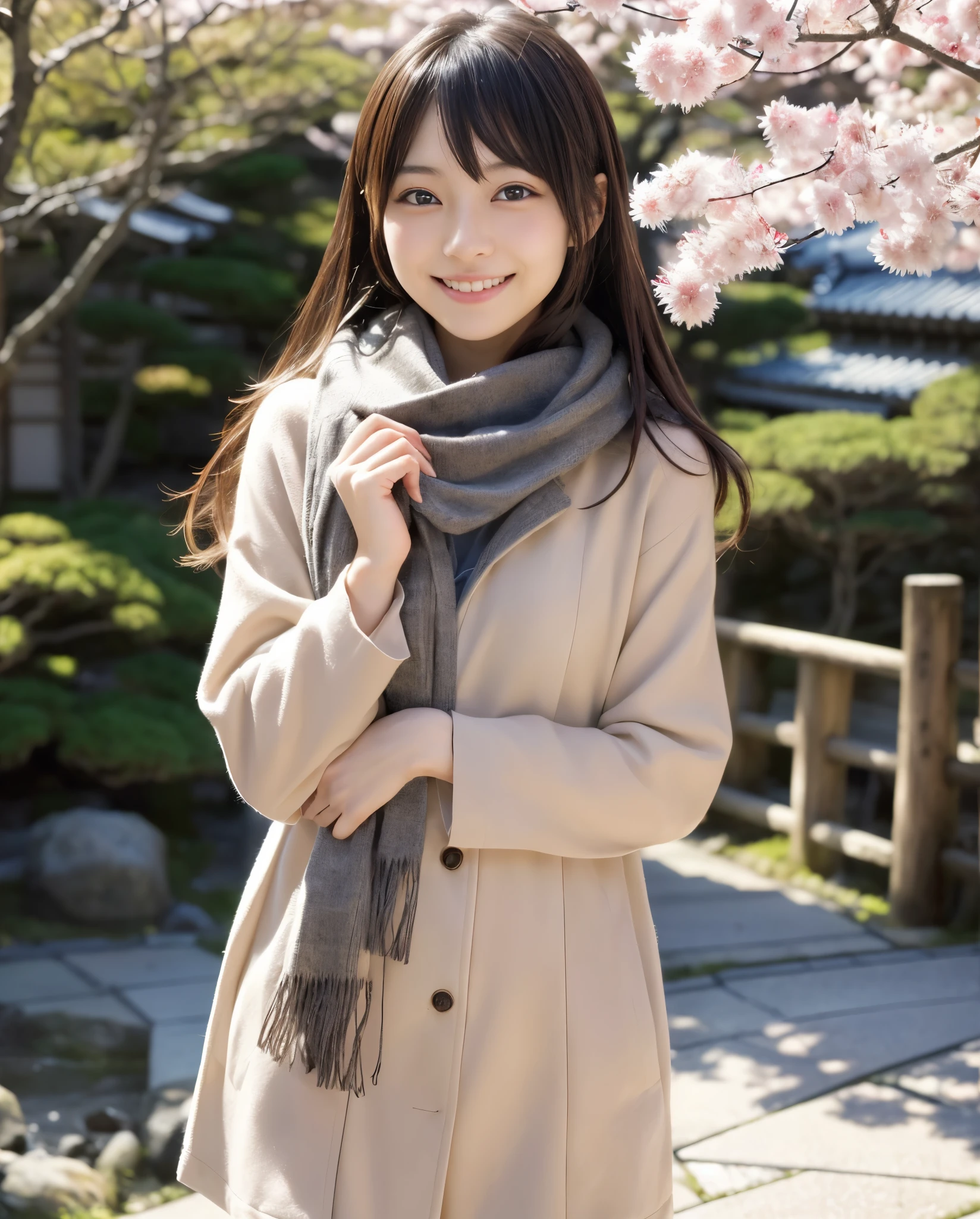 anatomically correct,Masterpiece of,High image quality,((Japan hair)),((natural smile)),((hair is blowing in the wind)),super detail、High quality textures、intricate details、detailed、非常detailedなCG、High quality shadows、Detail beautiful delicate face、Detail beautiful delicate eyes、Depth of the bounds written、Ray tracing,1 girl, japanese girl, cute type, slender,Woman in a scarf, Dress like a college girl、japanese girl, Japan Women Fashion Models, Beautiful young Japan woman, gorgeous young japanese woman, beautiful japanese woman, japanese girl, real life anime girl, Beautiful japanese girl, japanese model, 美しいjapanese girlの顔, young asian girl