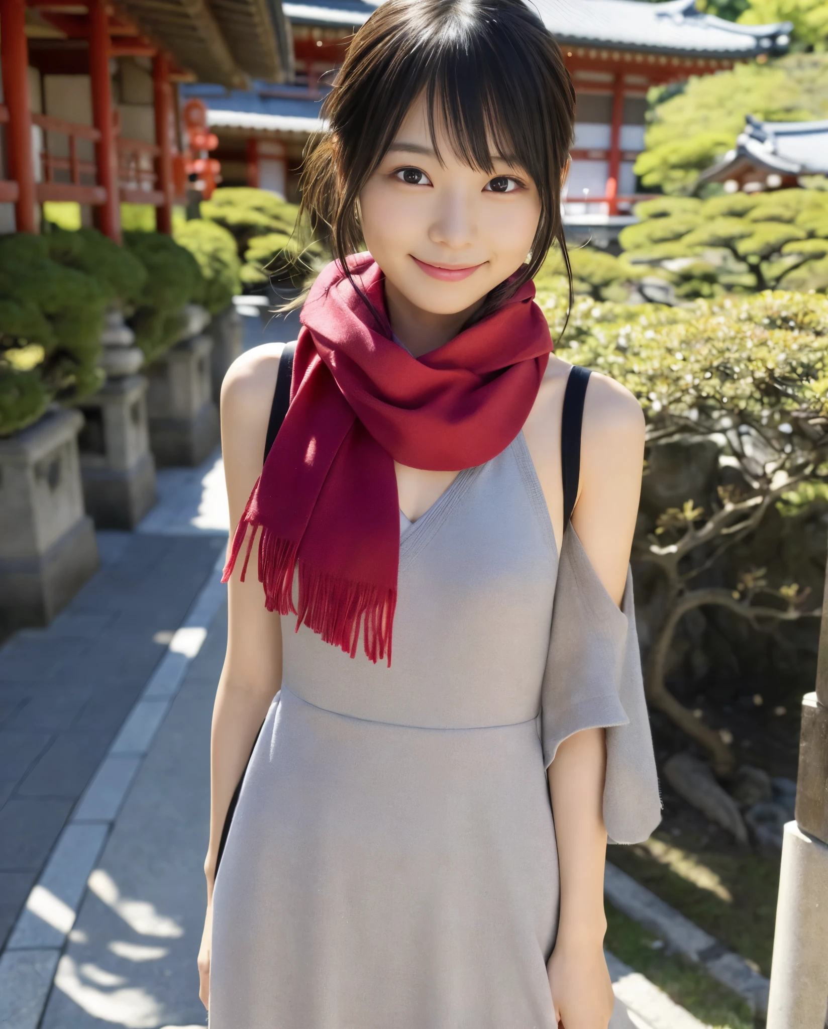 anatomically correct,Masterpiece of,High image quality,((Japan hair)),((natural smile)),((hair is blowing in the wind)),super detail、High quality textures、intricate details、detailed、非常detailedなCG、High quality shadows、Detail beautiful delicate face、Detail beautiful delicate eyes、Depth of the bounds written、Ray tracing,1 girl, japanese girl, cute type, slender,Woman in a scarf, Dress like a college girl、japanese girl, Japan Women Fashion Models, Beautiful young Japan woman, gorgeous young japanese woman, beautiful japanese woman, japanese girl, real life anime girl, Beautiful japanese girl, japanese model, 美しいjapanese girlの顔, young asian girl