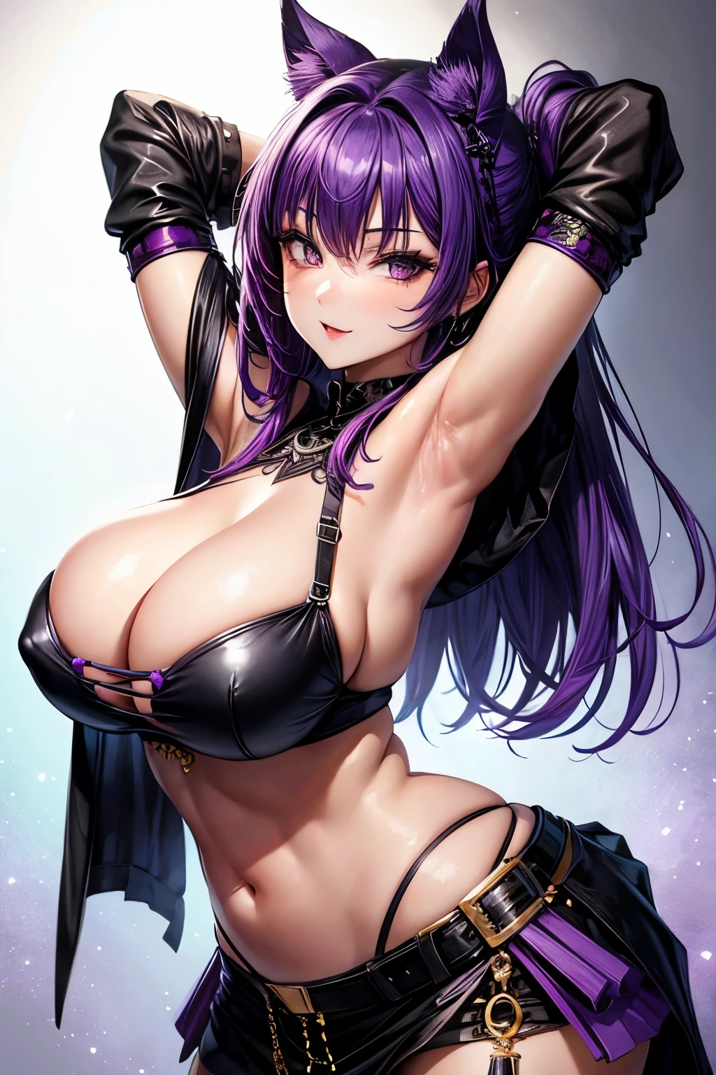 sexy hot gothic purple hair,bigboobs, big ass, showing juicy armpitss