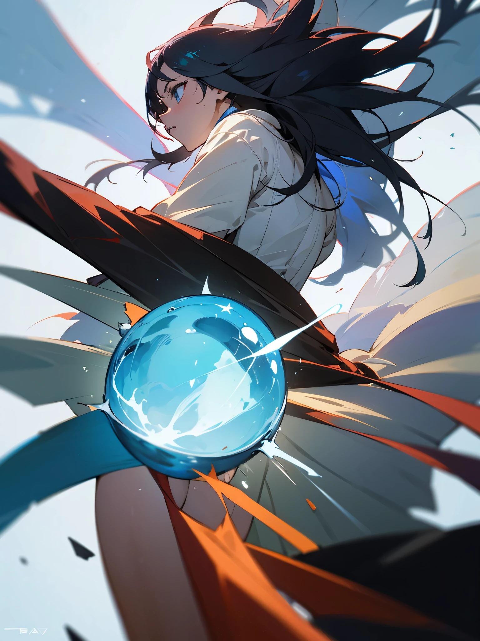 An anime character breaking free from constraints, perhaps overcoming obstacles or unleashing their creative potential.