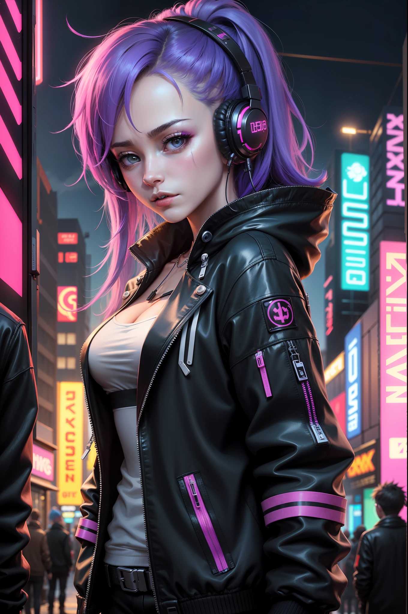 a close up of a person with headphones on near a dj, cyberpunk vibe, cyberpunk art style, cyberpunk anime girl, in cyberpunk style, digital cyberpunk - anime art, cyberpunk vibes, cyberpunk girl, dreamy cyberpunk girl, cyberpunk style, cyberpunk beautiful girl, digital cyberpunk anime art, female cyberpunk anime girl, cyber punk setting, anime cyberpunk art, has cyberpunk style