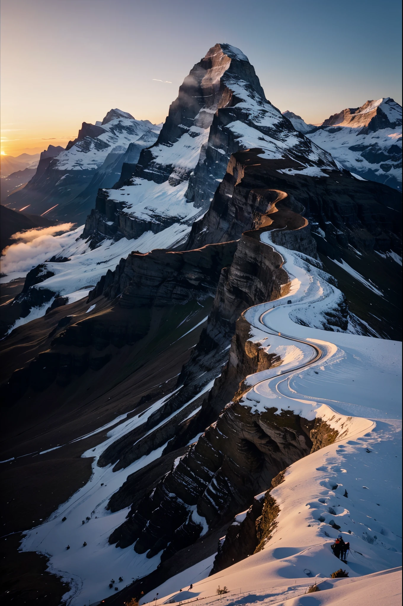Land scape of bernise highlands, sunset mode, Eiger, Monk, Jungfrau