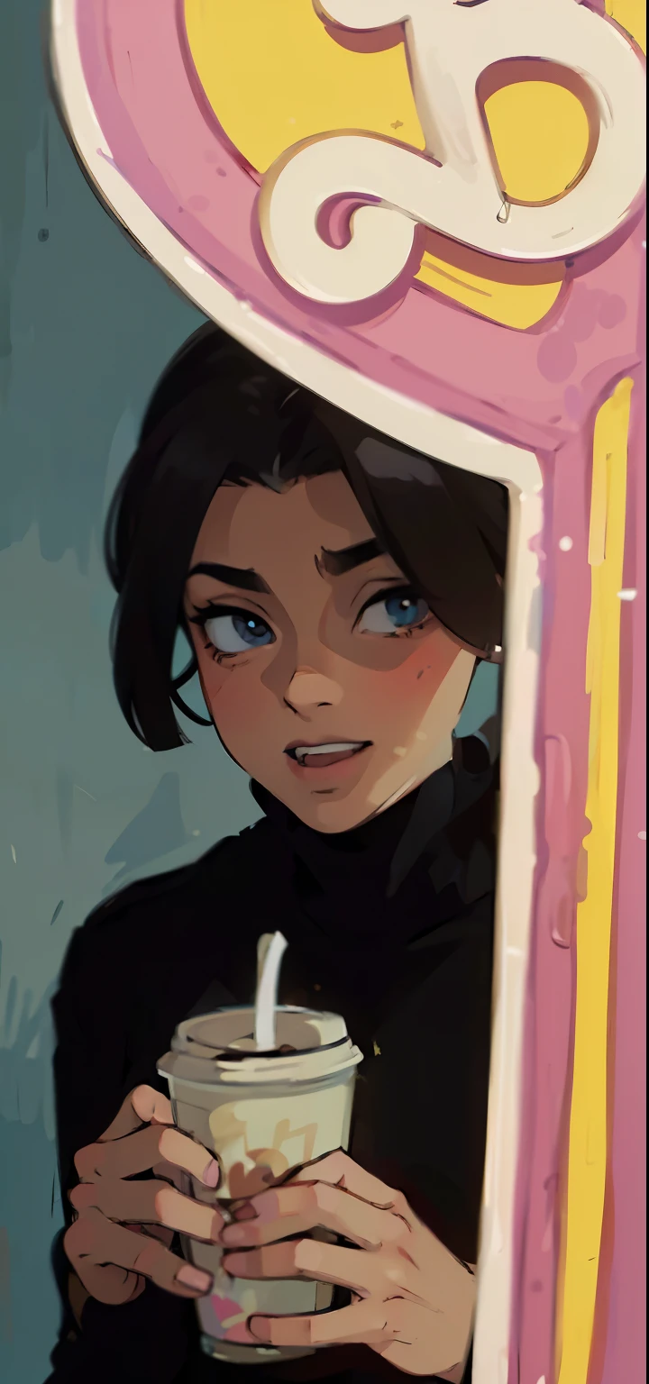 (best quality,4k,8k,highres,masterpiece:1.2),ultra-detailed,(realistic,photorealistic,photo-realistic:1.37),teenager inside a Barbie box with a Starbucks cup,illustration,cardboard material,star pattern,reflective surface of the box,beautiful detailed eyes and face,teenager holding the Starbucks cup,light pouring in through the box windows,vivid colors,playful and vibrant atmosphere,teenager wearing trendy clothes,expressive facial expression,cute hairstyle,star-spangled background pattern,portraits,colorful and vibrant,soft lighting,cute and chic fashion style, Jujutsu kaisen anime style