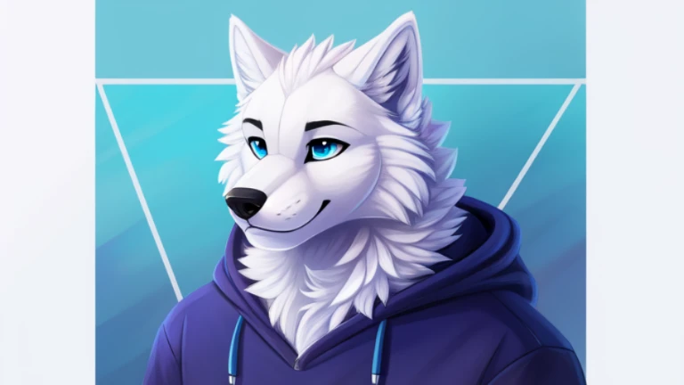 arafed image of a white samoyed dog with blue eyes and a hoodie, anthro art, an anthro wolf, fursona art, commission for high res, furry art!!!, fursona furry art commission, furry fursona, very very beautiful furry art, furry wolf, anthro portrait, fursona commission, furry art, in a hoodie