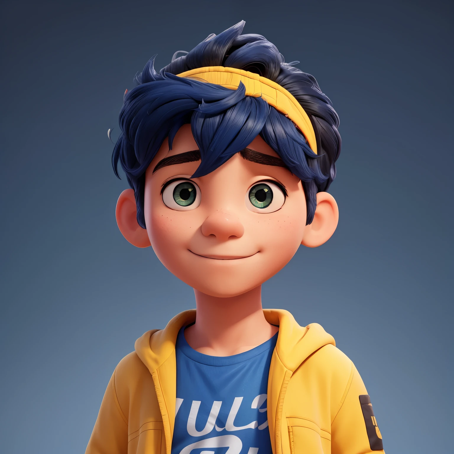 there is a boy with a blue headband on his head yellow & black jacket white gradient background , portrait shot 8 k, shot on canon eos r5, shot on canon eos r 5, shot on nikon z9, taken with sony alpha 9, with accurate face, edited in photoshop, shot with sony alpha, taken with canon 5d mk4, captured on canon eos r 6