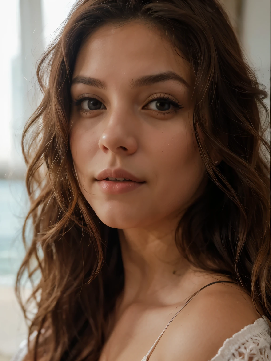 Portrait of a curvy girl in a towel, peito enorme, usando uma toalha, vestindo uma regata, rechonchudo, encostado na parede vermelha, cabelos secos, imagem de alta qualidade, master piece, textura detalhada do cabelo, Textura detalhada da pele, textura de pano detalhada, 8k, Adicionar detalhes da malha, ultra Textura detalhada da pele, foto ultra detalhada, skin pores, detalhes do pano, altos detalhes da pele, detalhes realistas do cabelo