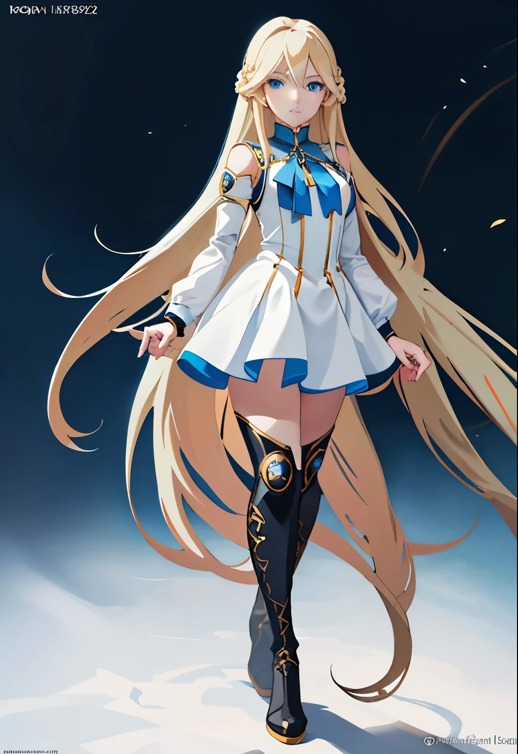 anime girl with long blonde hair and blue eyes, detailed digital anime art, beautiful anime , anime girl, digital anime art, stunning anime face , extremely detailed artgerm, beautiful anime face, anime girl , advanced digital anime art, made with anime painter studio, of an anime girl, long boots, long vine boots