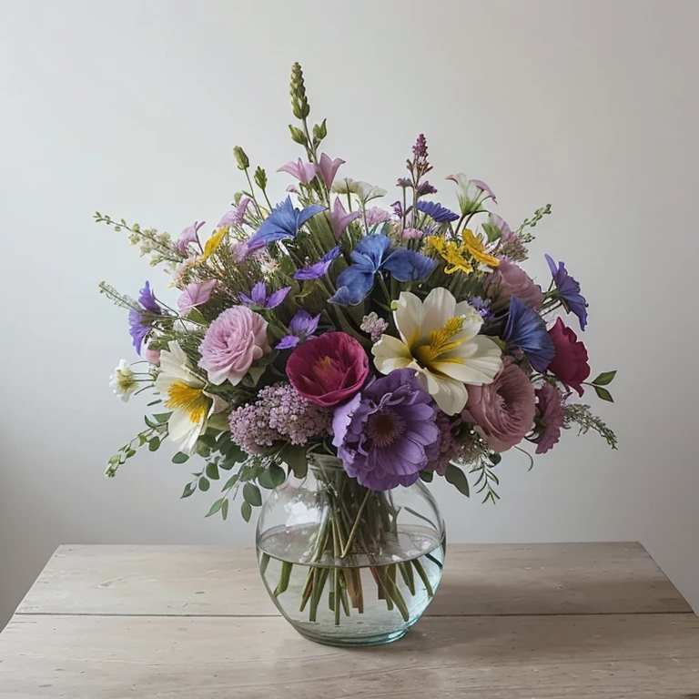 ((best quality)), ((masterpiece)), (detailed), perfect, blue iris, dahlia, pink heather, wildflowers, fireweed, freesia, pink yarrow, bouquet, illustration, painting, cartoon, beautiful, flowers, nature, vase, ribbon, flowers tied together, pretty, photo quality, gorgeous flowers, flower bouquet, bouquet in a vase, blue iris, dahlia, pink heather, wildflowers, fireweed, freesia, pink yarrow, tattoo style, tattoo