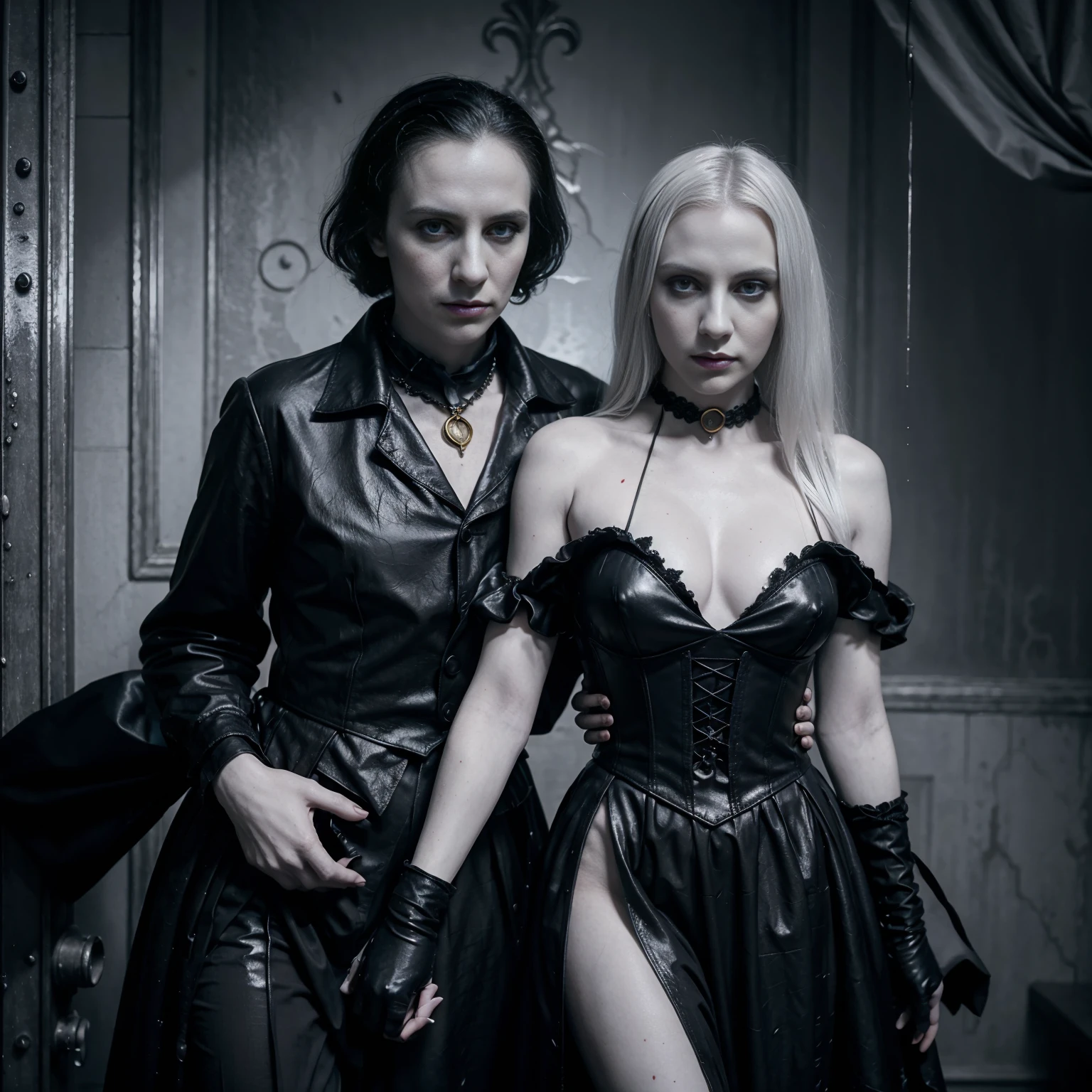 Happy New Year| timewarp | Gothic | Cursed | Splattered Dripping crimson portraits. | Descending into madness | Edgar allan Poe presents: | Gaunt lunatics | Tarot cards | Lovecraft and Clive Barker vibes | Nosferatu | Max Shreck | Horrific | cheek bones that won’t quit | albino pale | Desiccated corpses | Leather corsets | monster  necessities | Hyper real circa 1935 | 35mm film grain b&w | indigo and crimson accents | Gold filigree |