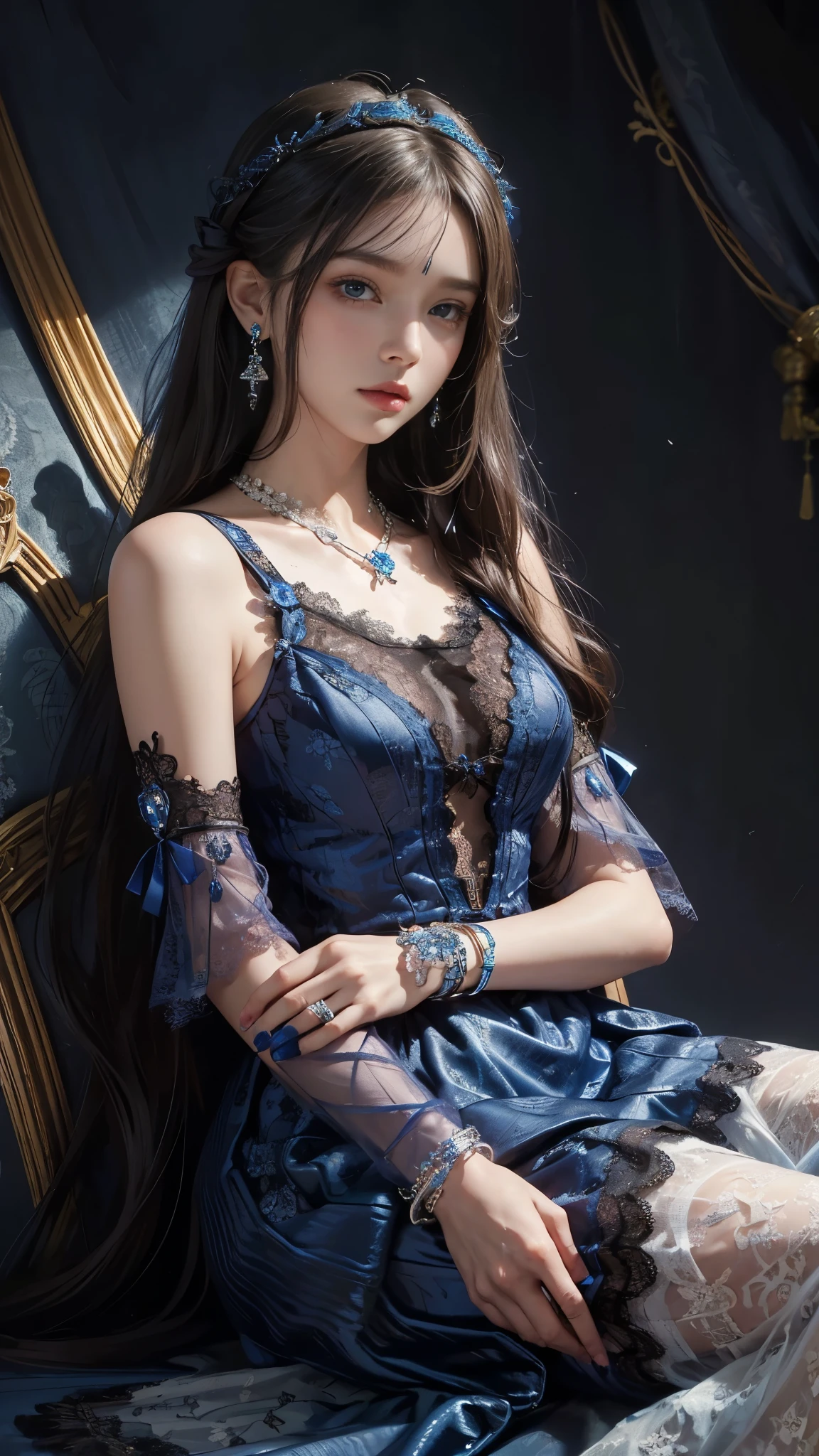 Bare breasts、Nipple piercing、Saggy breasts、最high quality、Best image quality、masterpiece、With a girl((、 Best Bust、Bust 90、blue eyes、Open your chest wide、valley、happiness、Slender、Provocative behavior、Evil Face、Handcuffed、LOL、Skull Tattoo、Rose Tattoo、Narrow your target audience、Tighten Blue Rose Hair、Dark Aura,forces of darkness,Blue Flame、Chain Accessories、Black wings、Black nail polish、With a black whip、Fall in love with your audience))high quality、Beautiful art、background((prison、Dark impression、Night City,Red Sky、Many Batani Chainagma))、Tabletop、Exquisite design、Visual Arts、Dark Art