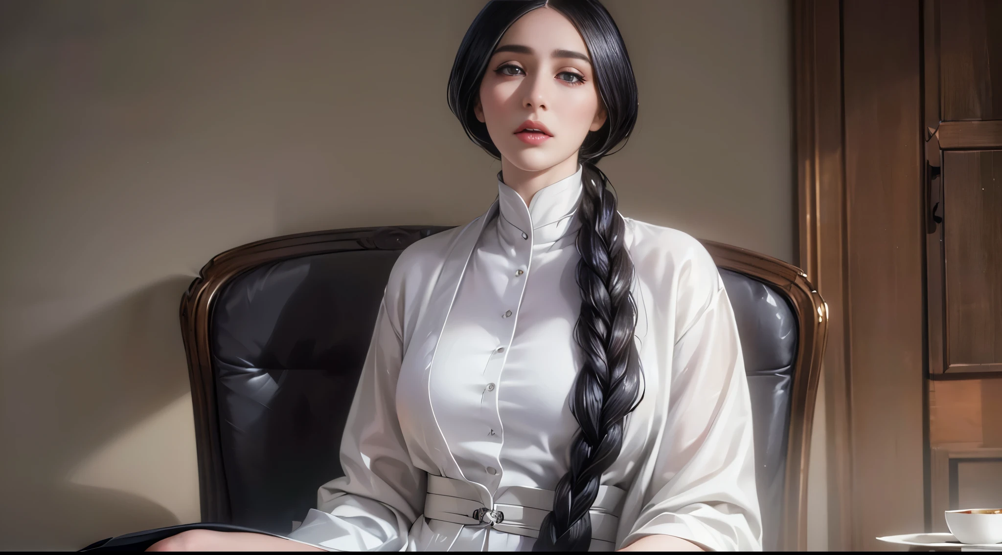 (best quality,4k,8k,highres,masterpiece:1.2),ultra-detailed,(realistic,photorealistic,photo-realistic:1.37),Unohana character,wonderful woman,slim and slim body,casual shirt,modern clothes.