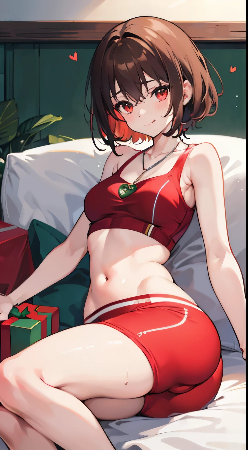 X-rated,Under the legend,Chara,age girl,red eye,Smile,sexy,green,Chest leak,short crop top,with short brown haice turned red,Underwear model,lust,Hand repair,detail, clothing,HD,no underwareuttocks raised,stick out your tongue,Playful,love heart,Buttocks close up,Sweat,sitting,big asack view,Rear view,christmas,gifts,camel-toe,secretion,liquid,protrude