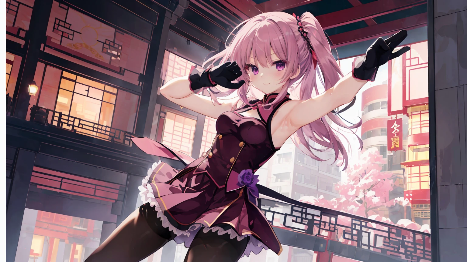 greeneyes(((masterpiece))),((ultra detailed,best quality, highres, 8k wallpaper, beautiful Clothes,)),fullbody,fullbodyshot (1 girl)((pink hair, long hair,straight hair,two side up)) (green eyes),eyeshadow, eyeliner,glow eyes, hyper detailed eyes, intricate eyes, beautiful eyes, ((glowing pink pupils))18-year-old girl. プリキュアスタイル、プリキュアコスプレ、プリキュア